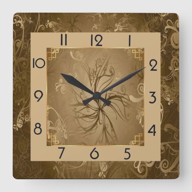 Art Deco Square Wall Clock (Front)