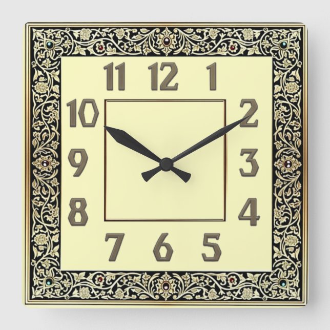 Art Deco Square Wall Clock (Front)