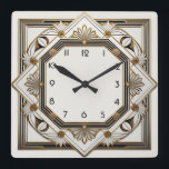 Art Deco Square Wall Clock<br><div class="desc">Great clock design. You will love it like others. Be free to use this design for other product you like or to customise and add your text. Follow me for more. Thank you. Have a nice day.</div>
