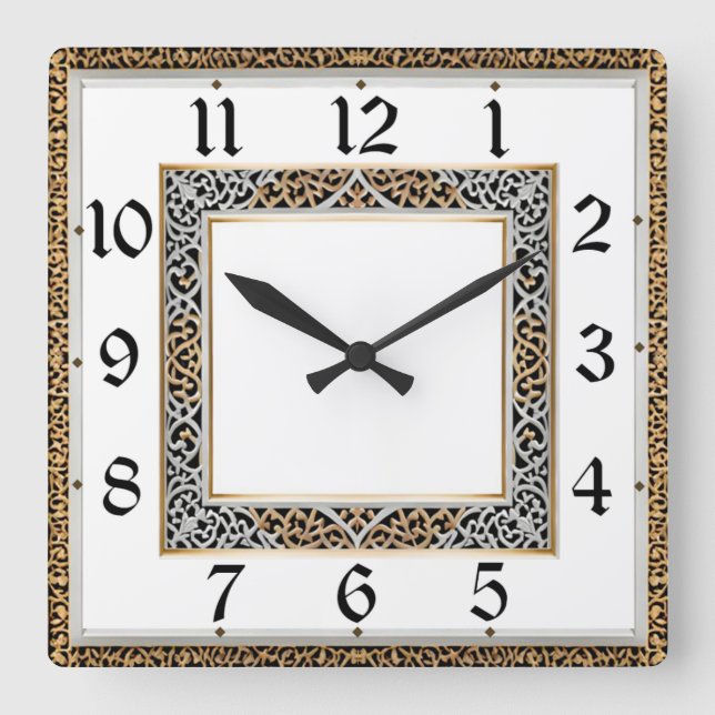 Art Deco Square Wall Clock (Front)