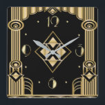 Art deco square wall clock<br><div class="desc">Great clock design. You will love it like others. Be free to use this design for other product you like or to customise and add your text. Follow me for more. Thank you. Have a nice day.</div>