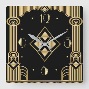 Art deco square wall clock