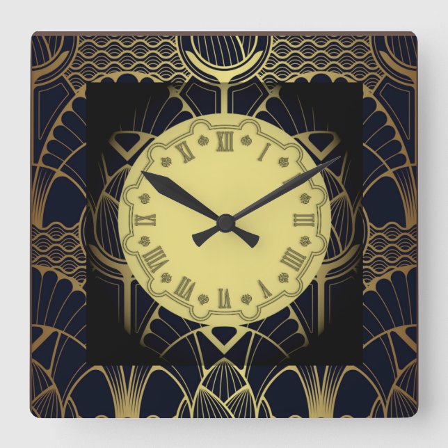 Art Deco Square Wall Clock (Front)