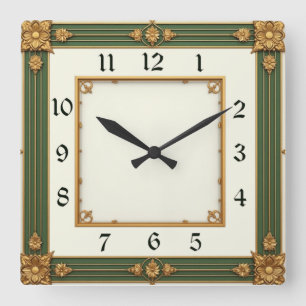 Art Deco Square Wall Clock