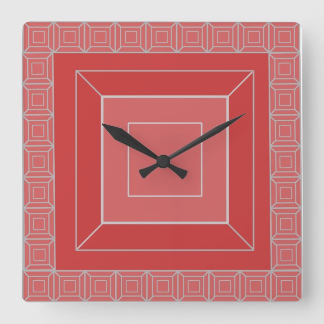 Art Deco Squares Square Wall Clock (Front)