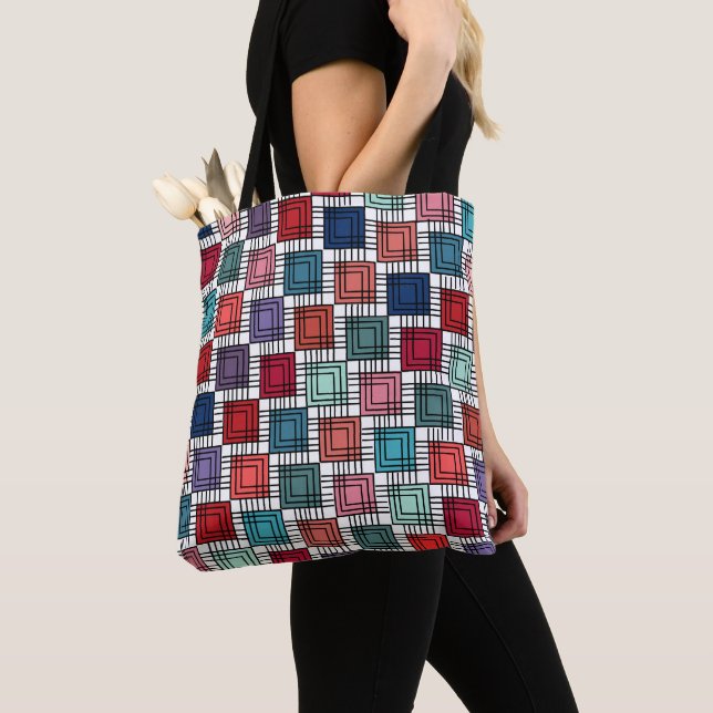 Art Deco Squares Tote Bag (Close Up)