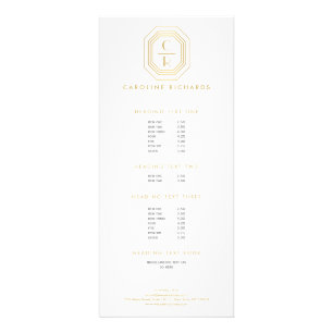Art Deco Stacked Monogram Logo Gold/White Rack Card
