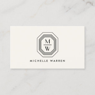 Art Deco Stacked Monogram Logo on Ivory Business Card