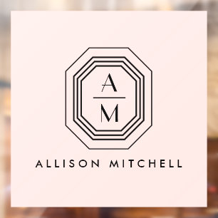 Art Deco Stacked Monogram Logo on Pink