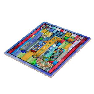 Art Deco Stained Glass 1 Ceramic Tile