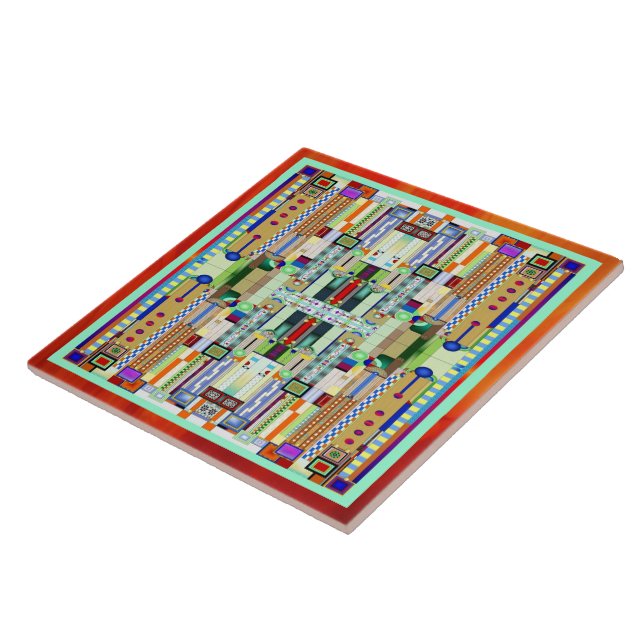 Art Deco Stained Glass 2 Ceramic Tile (Side)