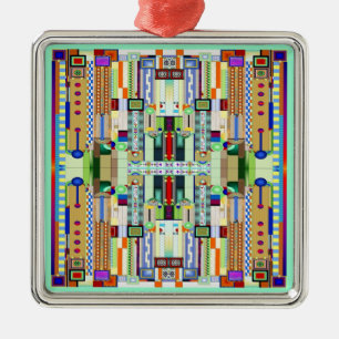 Art Deco Stained Glass 2 Metal Ornament