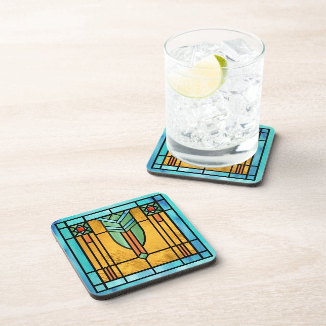 Art Deco Stained Glass 3 Coaster (Right Side)
