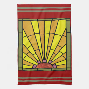 Art Deco Stained Glass 3 Tea Towel