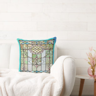 Art Deco Stained Glass 4 Cushion