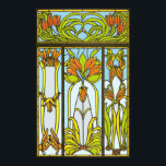 Art Deco Stained Glass Floral Print<br><div class="desc">A beautiful recreation of an Art Deco stained glass window. Done in green,  orange and gold.</div>