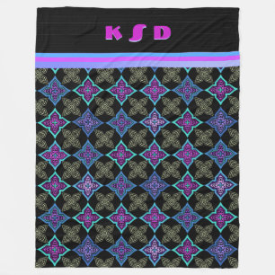 Art Deco Star Flowers (Personalised) Fleece Blanket