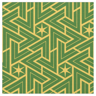 Art Deco Star Triangle Pattern - Green and Gold Fabric