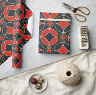 art deco stars in red and black  wrapping paper