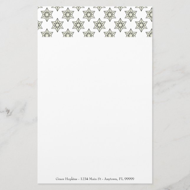 Art Deco Stars Personalised Stationery (Front)
