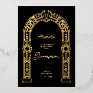 Art Deco Steampunk Groomsman Proposal Gold TLW26