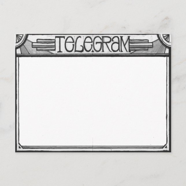 Art Deco Steampunk Telegram Postcard (Front)