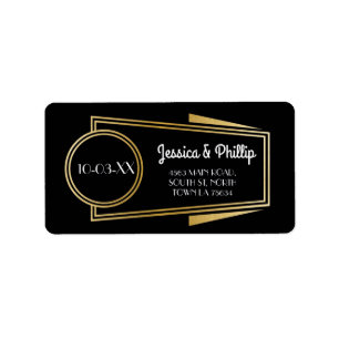 Art Deco Stickers Black Gold Address Labels
