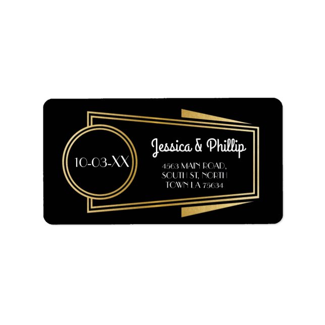 Art Deco Stickers Black Gold Address Labels (Front)