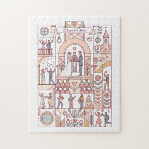 Art Deco Storybook Wedding Jigsaw Puzzle