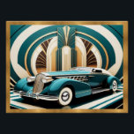 Art Deco Streamlined Car Poster<br><div class="desc">I created this nice art deco poster of the deco streamline look, with a car and an art deco background. The car is very art deco looking and makes a great poster for any room whether it be an office, living room, or bathroom. It can be framed which would make...</div>
