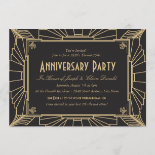 Art Deco Style Anniversary Invitation