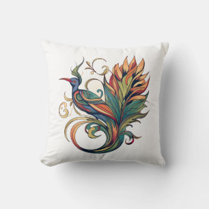 Art Deco style bird of Paradise design Cushion