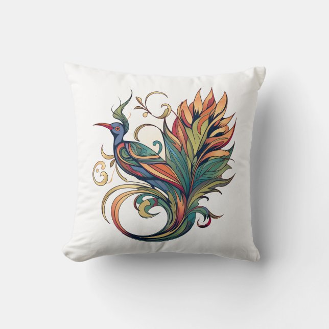 Art Deco style bird of Paradise design Cushion (Front)
