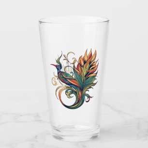Art Deco style bird of Paradise design Glass