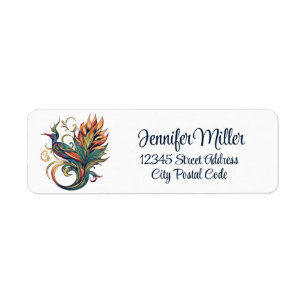 Art Deco style bird of Paradise design Return Address Label