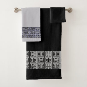 Art Deco Style Black and Gray Towel Set