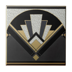 Art Deco Style Ceramic (Silver/gray ) Ceramic Tile