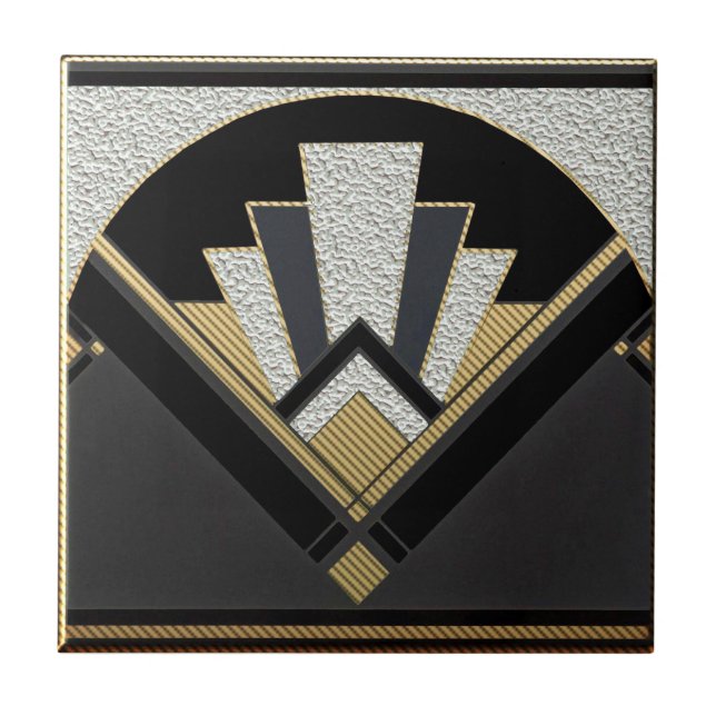 Art Deco Style Ceramic (Silver/gray ) Ceramic Tile (Front)