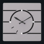 Art Deco style clock<br><div class="desc">A very modern looking square clock in grey with black lines in the Art Deco style.</div>