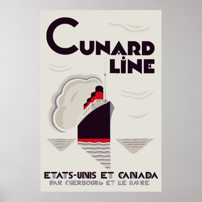 Art Deco Style Cunard Line Poster (Front)