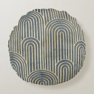 Art Deco style design luxury geometric seamless pa Round Cushion