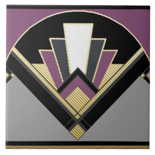 Art Deco Style Fan (Purple) Ceramic Ceramic Tile