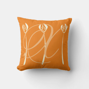 Art Deco Style Floral Fall Autumn Monogram Cushion