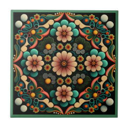 Art deco style flower pattern ceramic tile