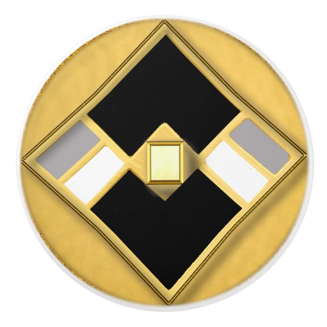 Art Deco Style Geometric Ceramic Knob (Front)
