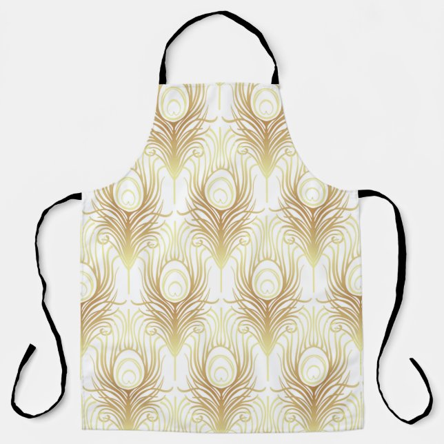 Art deco style geometric seamless pattern in black apron (Front)