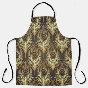 Art deco style geometric seamless pattern in black apron
