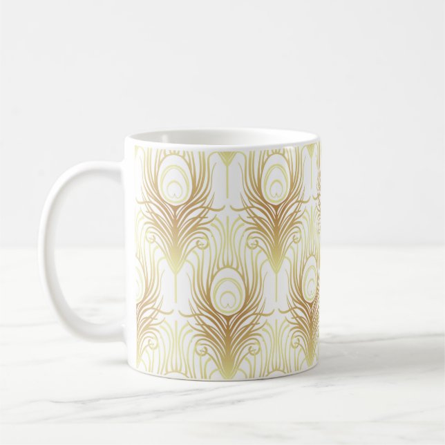 Art deco style geometric seamless pattern in black coffee mug (Left)