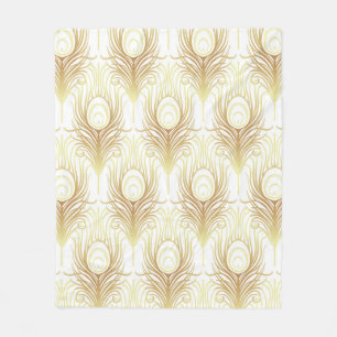 Art deco style geometric seamless pattern in black fleece blanket