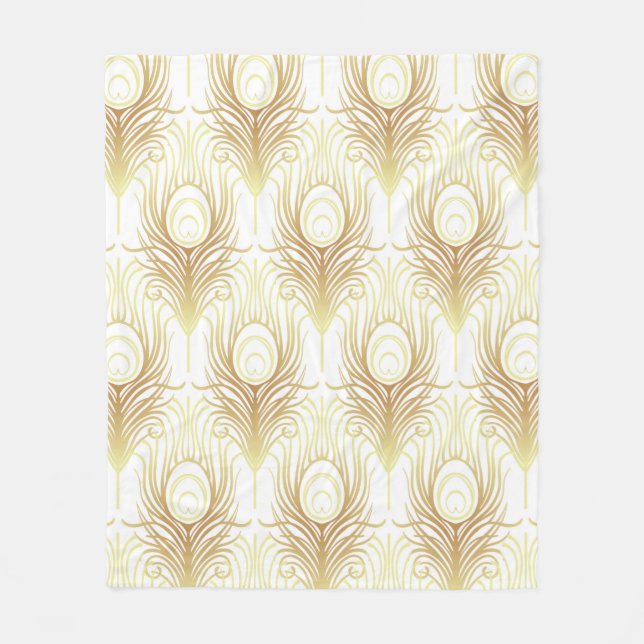 Art deco style geometric seamless pattern in black fleece blanket (Front)